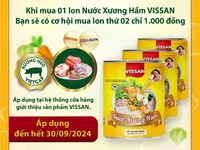 VISSAN kích cầu mua sắm với chương trình khuyến mãi cực sốc - Deal 1.000 đồng cho sản phẩm nước xương hầm thứ 2