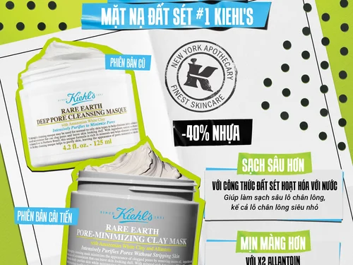 Mặt nạ đất sét phiên bản cải tiến “đánh bay” mụn đầu đen, hút sạch dầu thừa Kiehl’s Rare Earth
