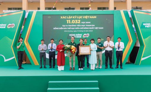 Nestlé MILO đồng hành cùng đồng diễn bài thể dục giữa giờ của học sinh Tiểu học tỉnh Bình Dương lập kỷ lục Việt Nam