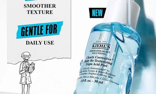 Ra mắt Kiehl’s Clear Corrective Re-Texturizing Daily Triple-Acid Pre-Serum cho làn da sáng khoẻ hơn
