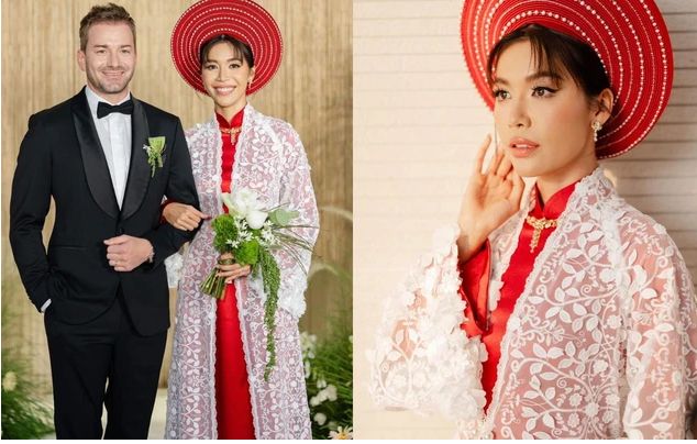Minh Tú chọn diện lại mẫu áo cưới ngày xưa của mẹ trong lễ thành hôn gây xúc động