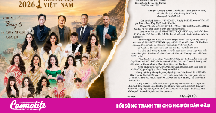 Hoa hậu Thương hiệu Việt Nam 2026 công bố giấy phép tổ chức tại Gia Lai, gia tăng tính minh bạch pháp lý