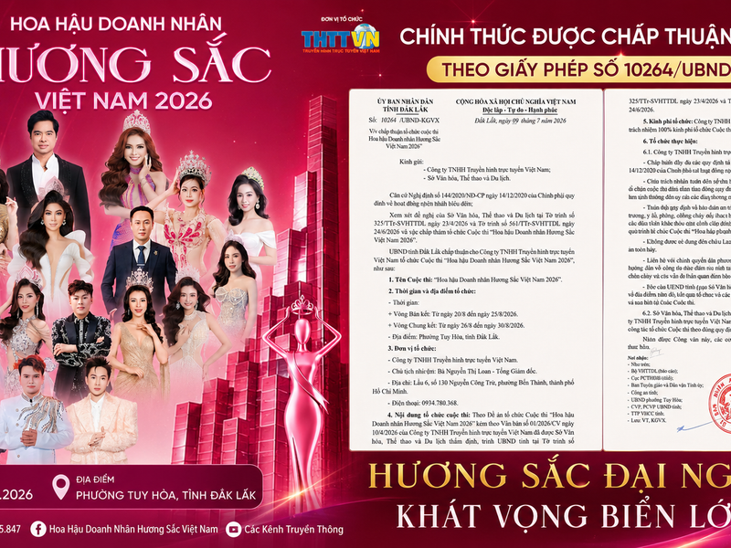 Hoa hậu Doanh nhân Hương sắc Việt Nam 2026: Chung kết tại Đắk Lắk với chủ đề Hương sắc đại ngàn – Khát vọng biển lớn
