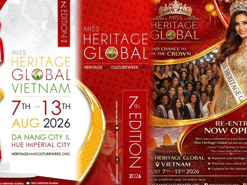 Việt Nam lần đầu đăng cai Miss Heritage Global 2026 tại Đà Nẵng, mùa giải thứ 7 Hoa hậu Di sản Toàn cầu