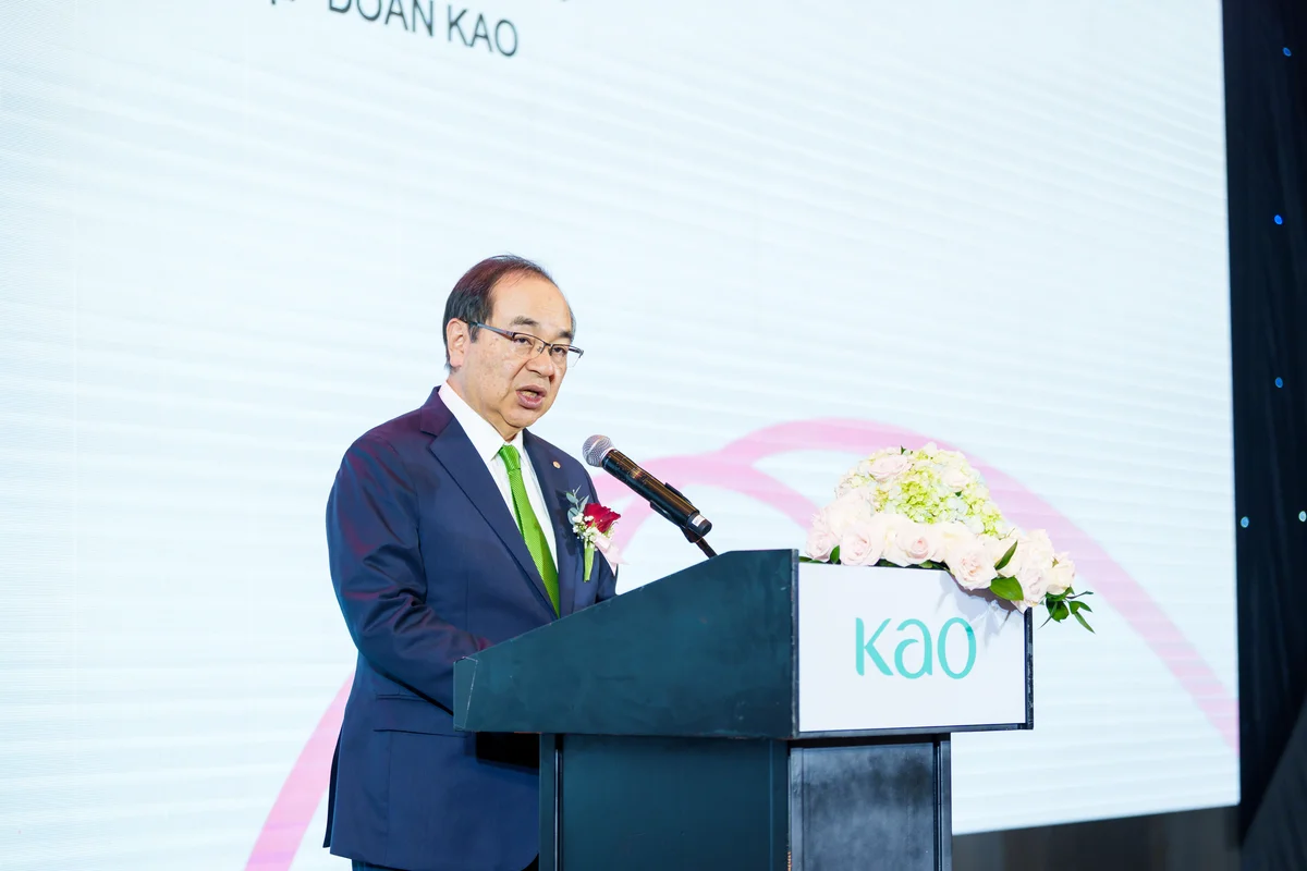 Ông Hasebe Yoshihiro, Chủ tịch kiêm Tổng Giám đốc điều hành Tập đoàn Kao phát biểu.