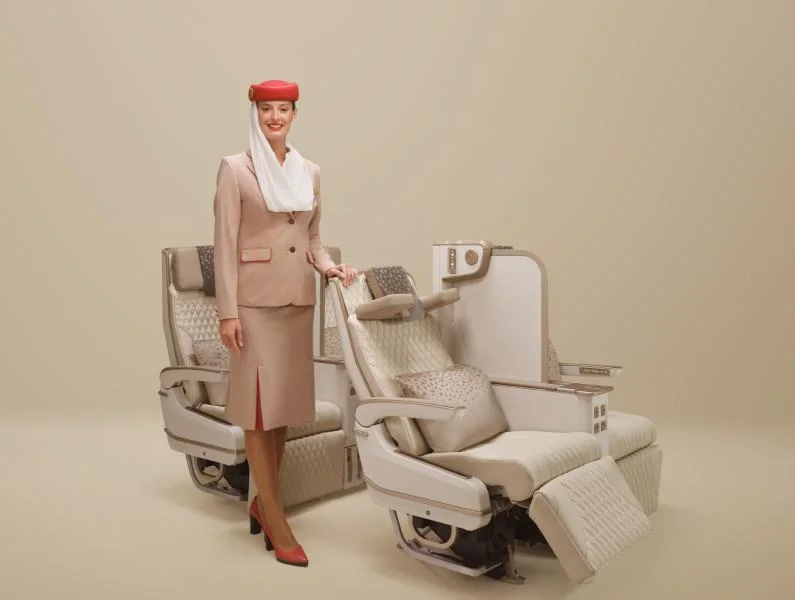 Introducing-Emirates'-world’s-first-electric-Premium-Economy-seat-with-full-height-privacy-screen-cabin-crew